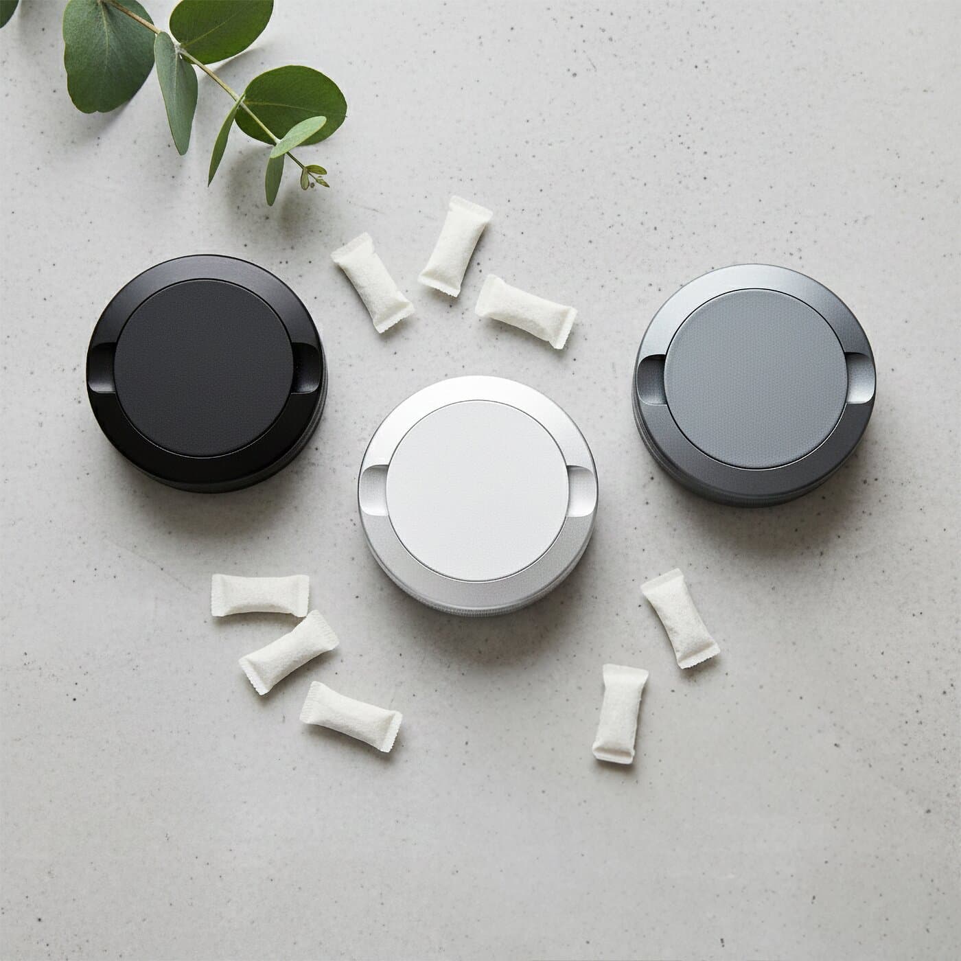 Porta snus in alluminio personalizzati con incisione laser in nero, argento e grigio